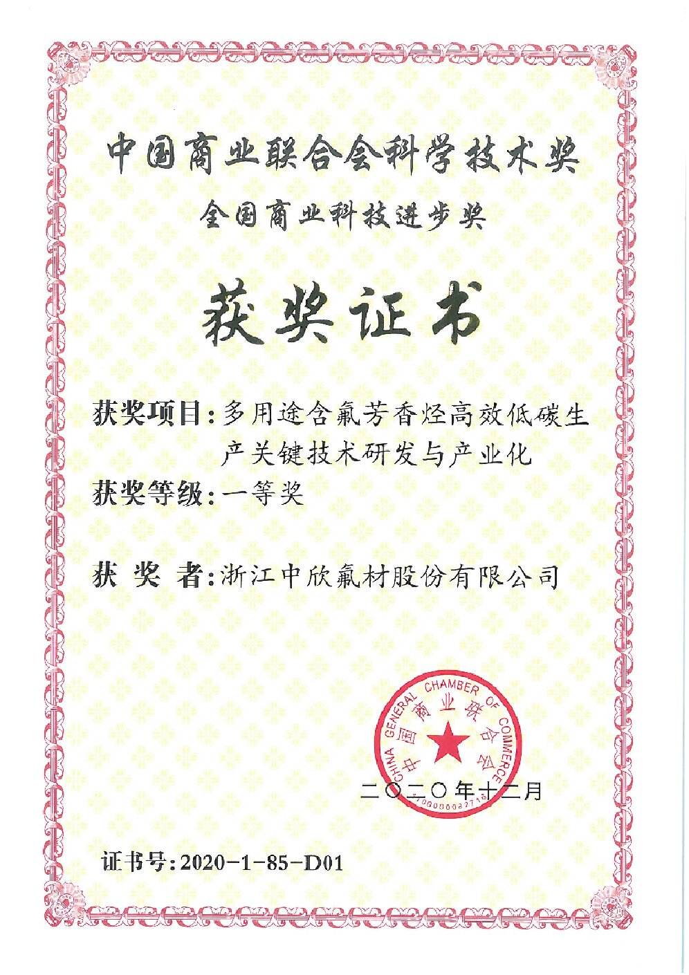 全國(guó)商業(yè)科技進(jìn)步一等獎(jiǎng)